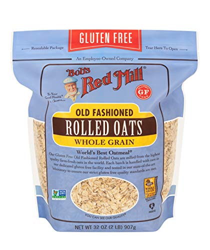 Bob's Red Mill Gluten Free Old Fashioned Rolled Oats, 32oz (Pack of 4) - Non GMO, Whole Grain, Vegan, Kosher