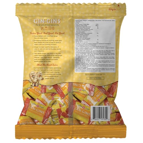 GIN GINS Double Strength Ginger Hard Candy – Large 1 lb Bag
