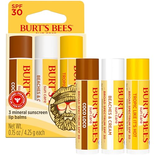 Burt’s Bees SPF 30 Lip Balm, 3 Tubes, 0.15 oz