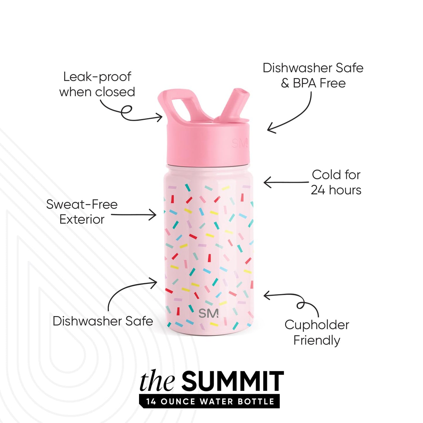 Simple Modern Kids Summit Water Bottle with Straw Lid | 14oz Stainless Steel Cup
