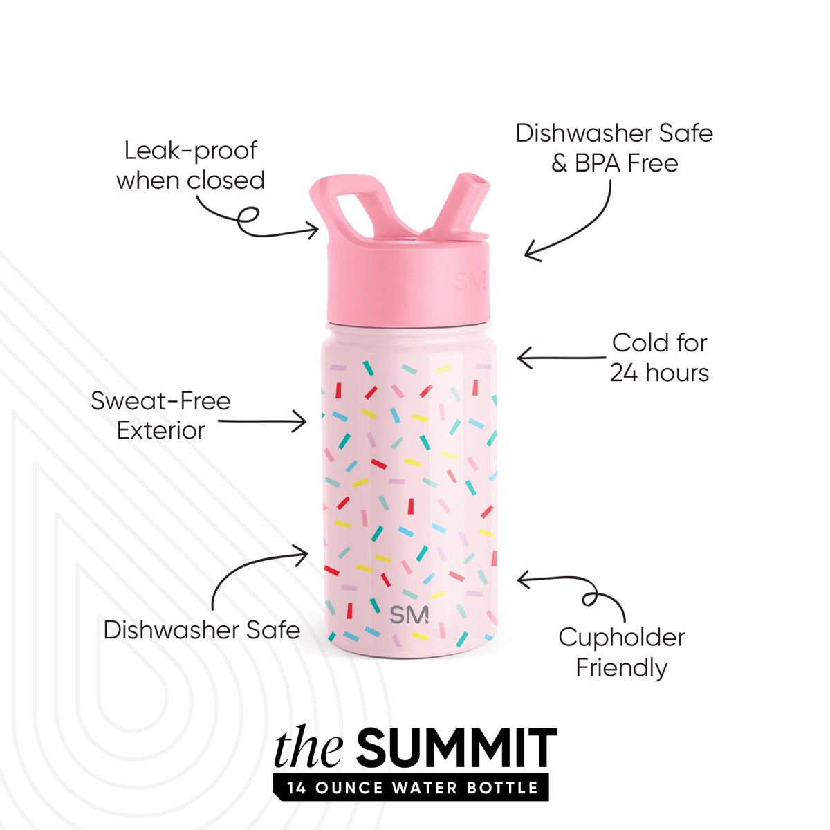 Simple Modern Kids Summit Water Bottle with Straw Lid | 14oz Stainless Steel Cup