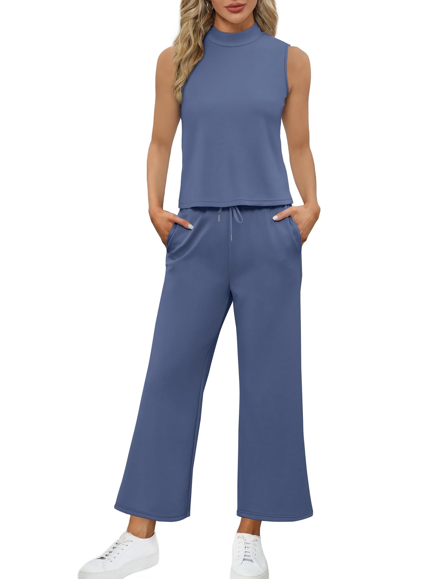 Summer Outfits for Women Two Piece Set Casual Wide Leg Pants