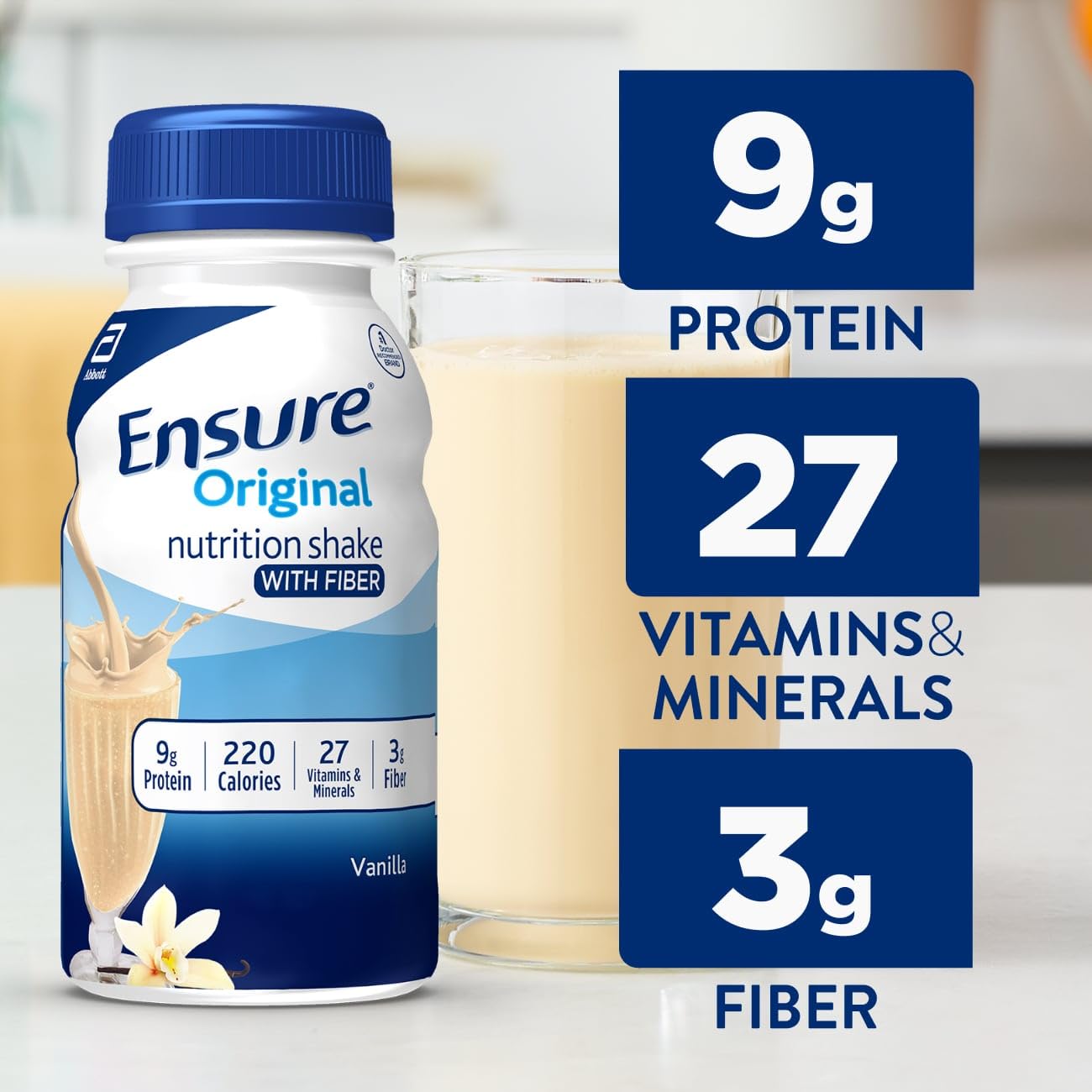 Ensure Original Vanilla Nutrition Shake with Fiber, 8 fl oz - 24 Pack