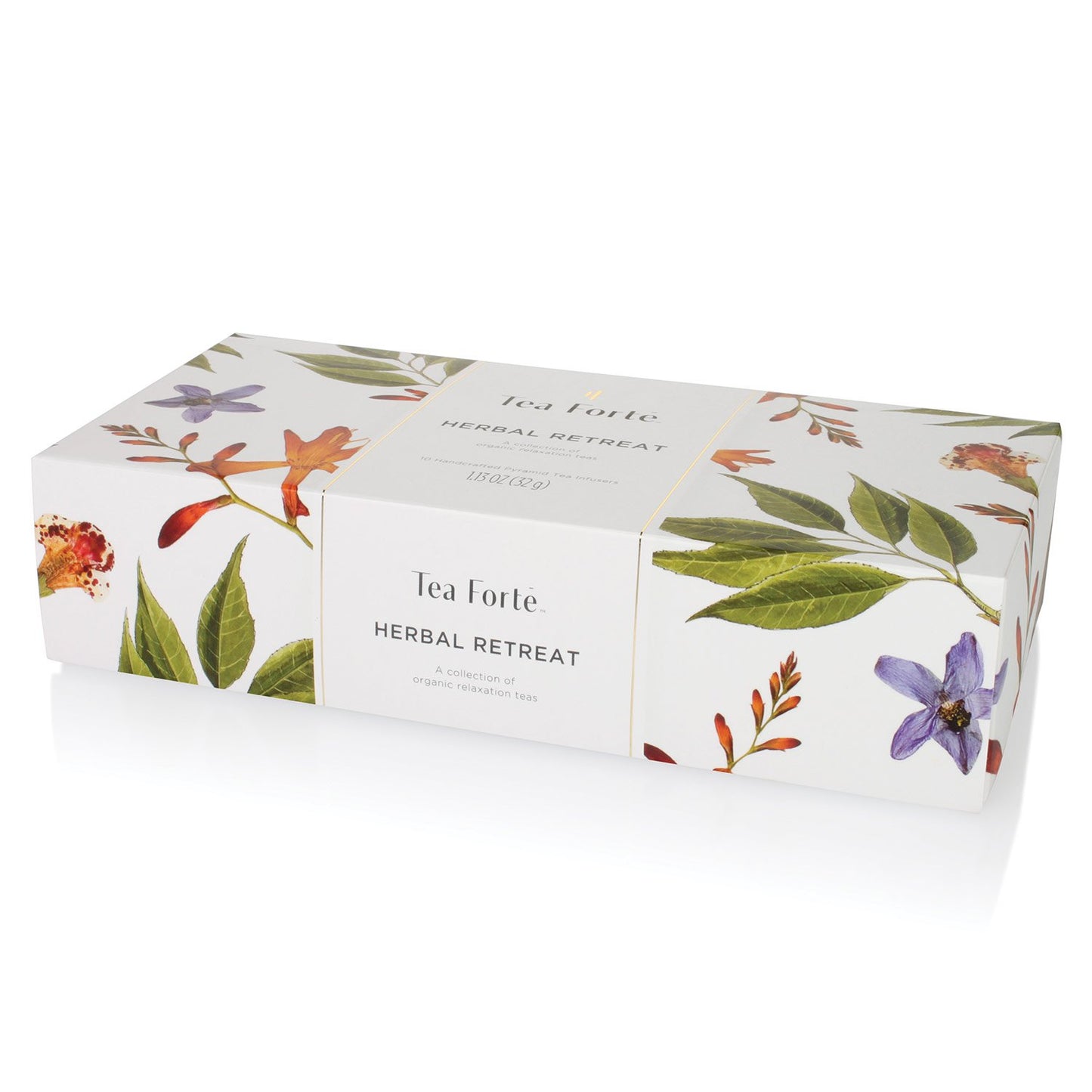 Tea Forte Herbal Retreat Organic Caffeine Free Premium Herbal Tea, 10 Handcrafted Pyramid Tea Bag Infusers