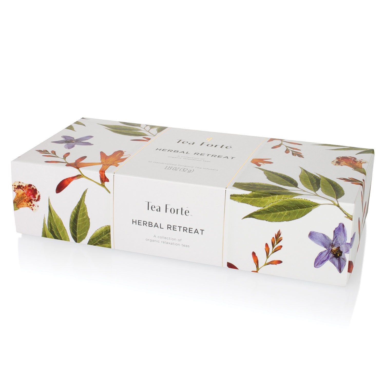Tea Forte Herbal Retreat Organic Caffeine Free Premium Herbal Tea, 10 Handcrafted Pyramid Tea Bag Infusers