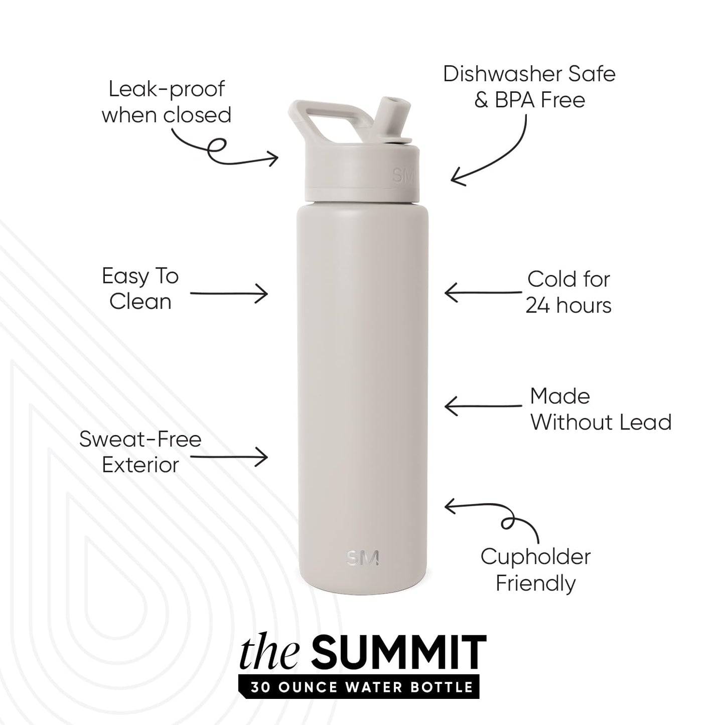 Simple Modern Water Bottle with Straw Lid