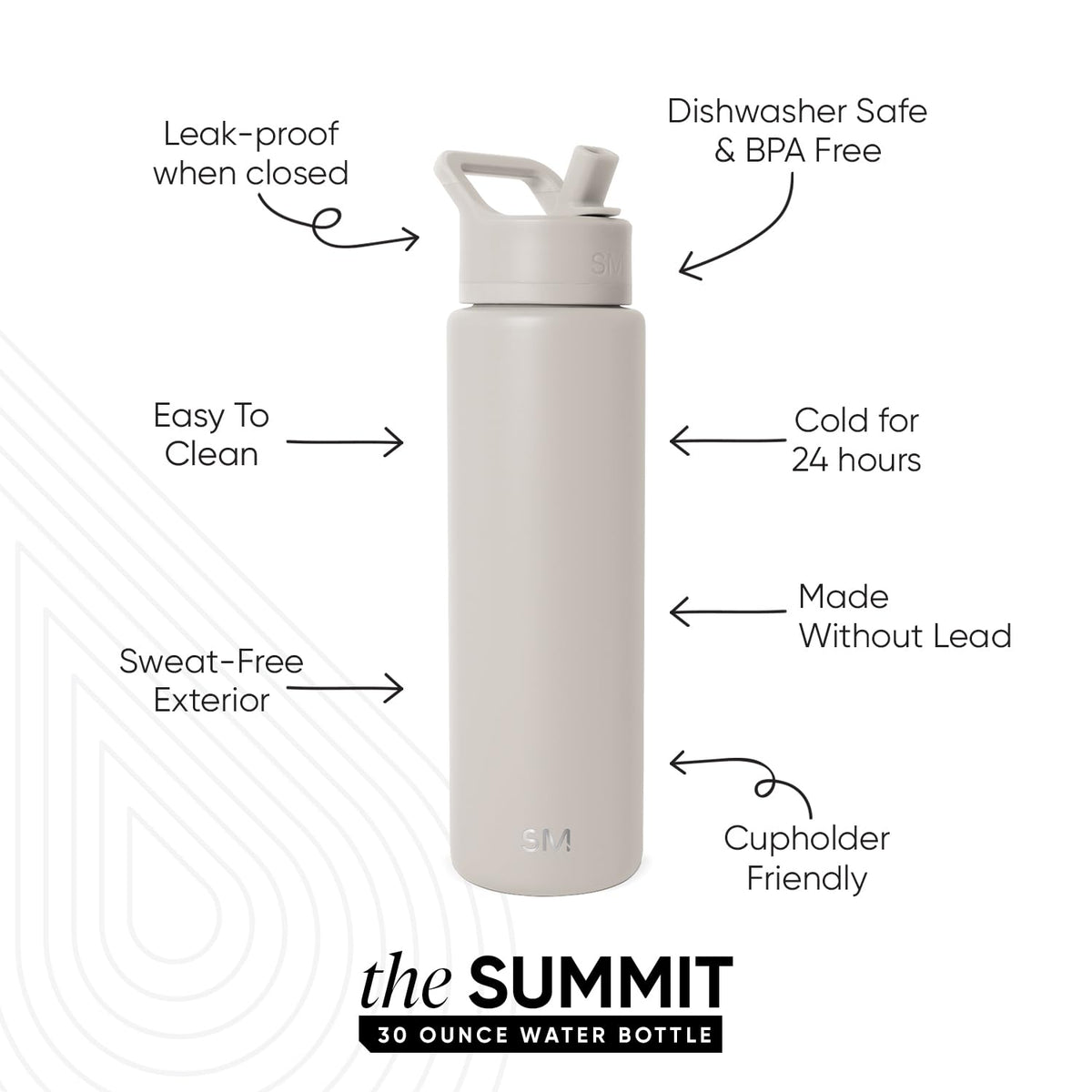 Simple Modern Water Bottle with Straw Lid