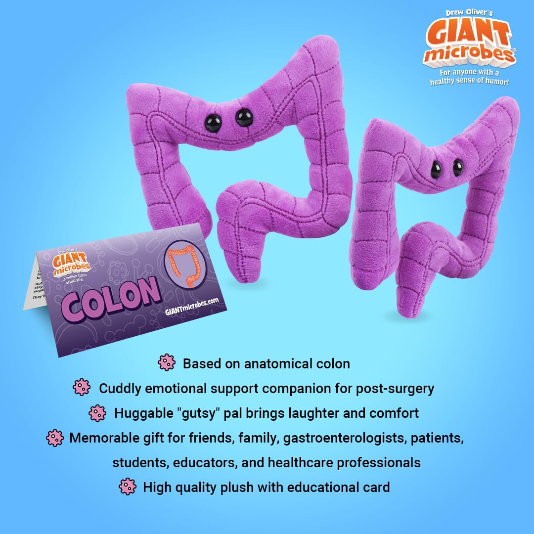 GIANTmicrobes Colon Plush, Colonoscopy Gift, Funny Colon Gifts, Colorectal Cancer Awareness
