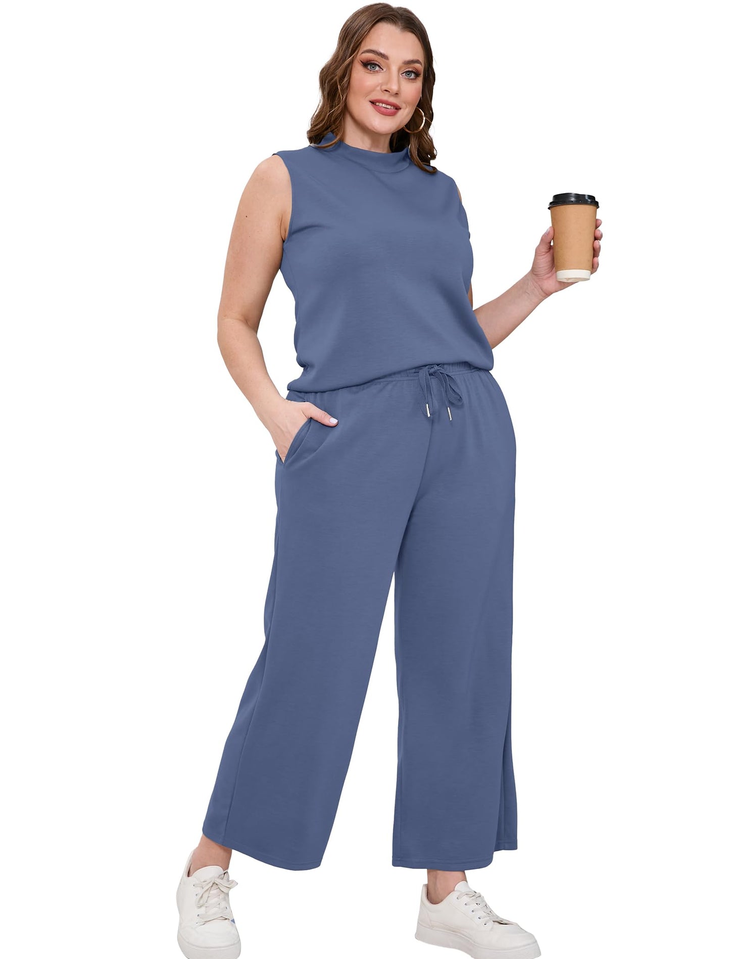 Summer Outfits for Women Two Piece Set Casual Wide Leg Pants