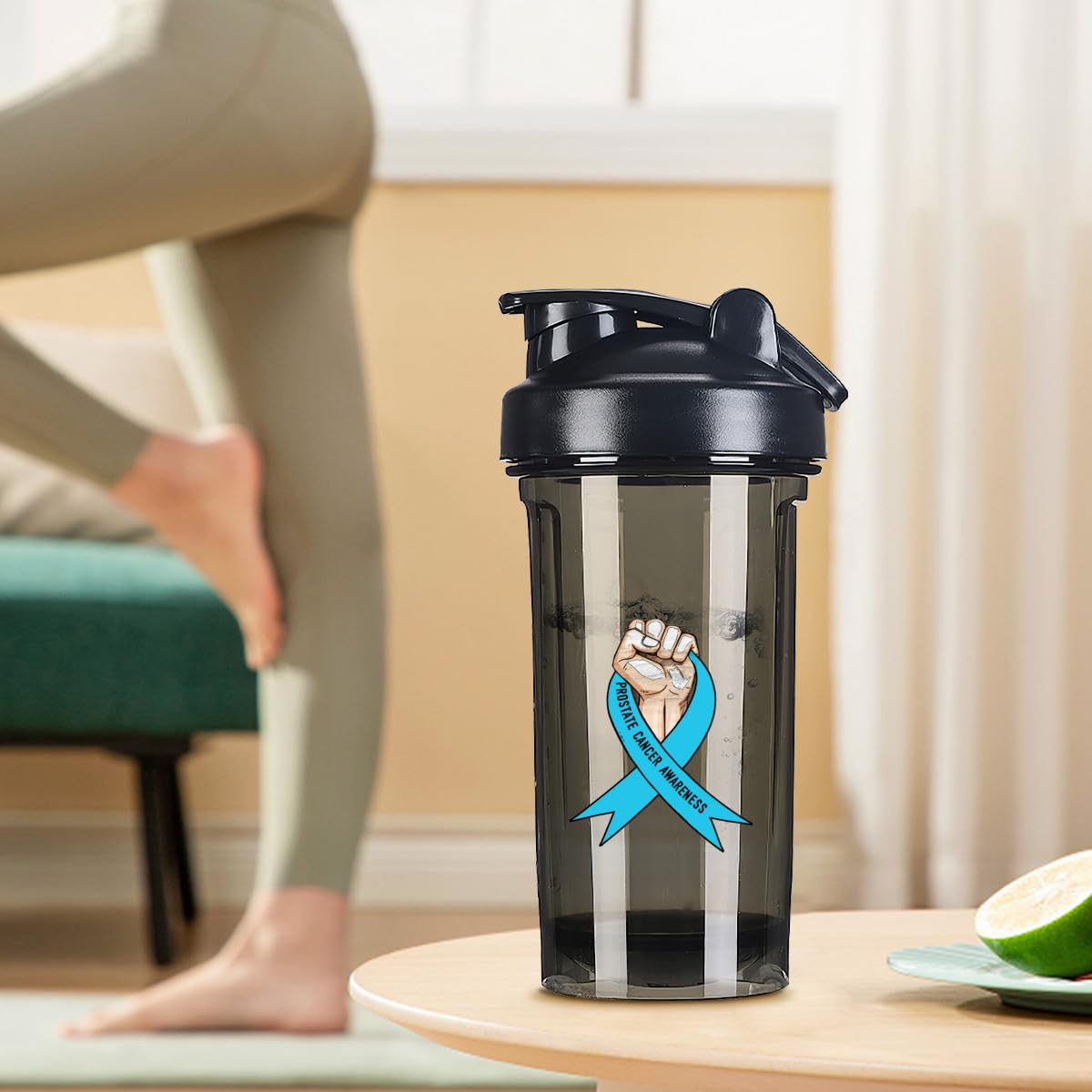 Prostate Cancer Awareness 18 Ounce Shaker Bottle Drink Mixer Leak-proof