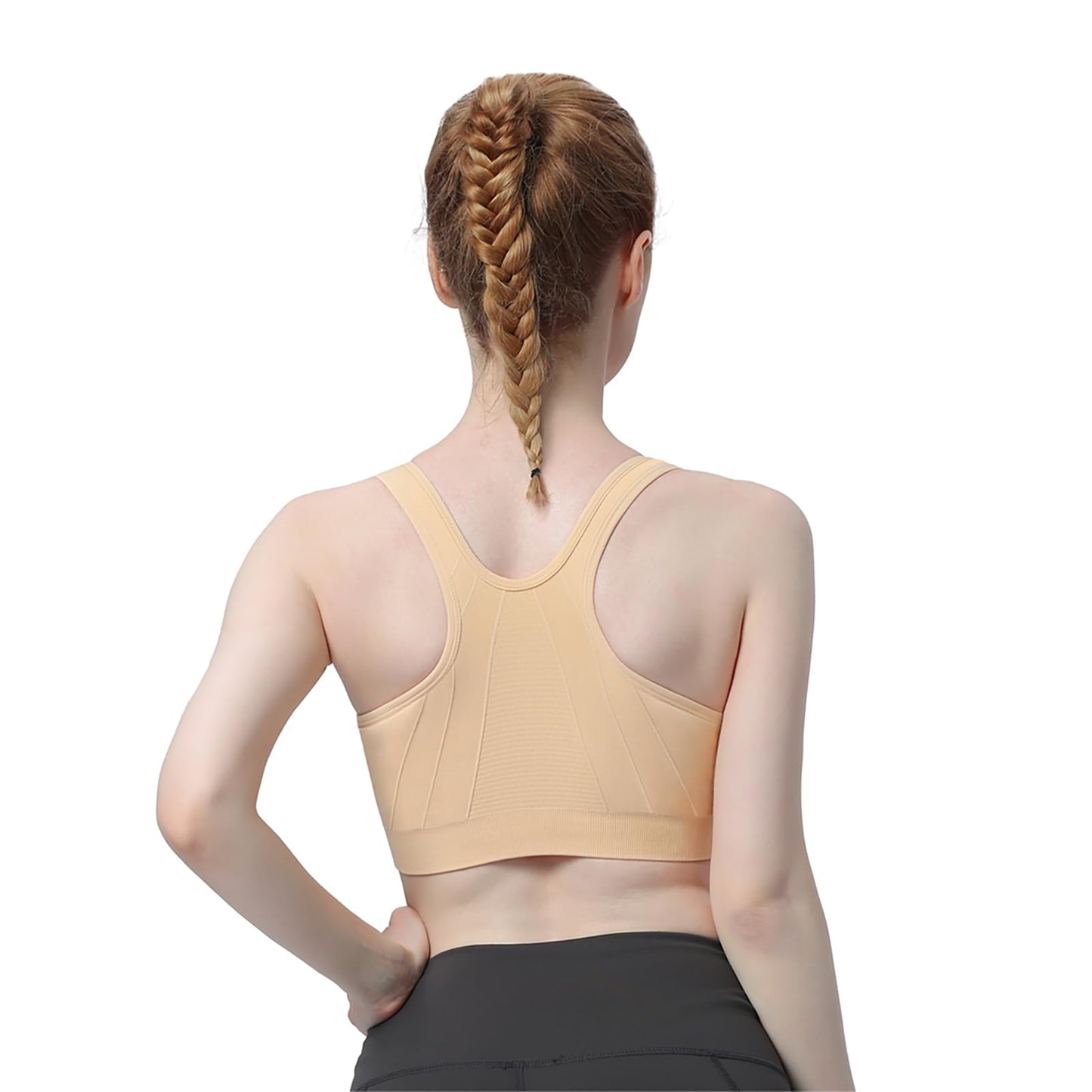 Women's Zip Front Sports Bra Wireless Post-Surgery Bra