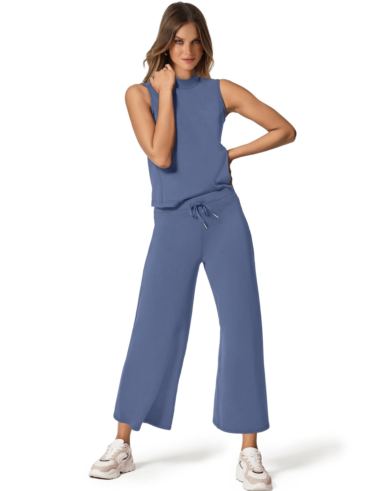 Summer Outfits for Women Two Piece Set Casual Wide Leg Pants