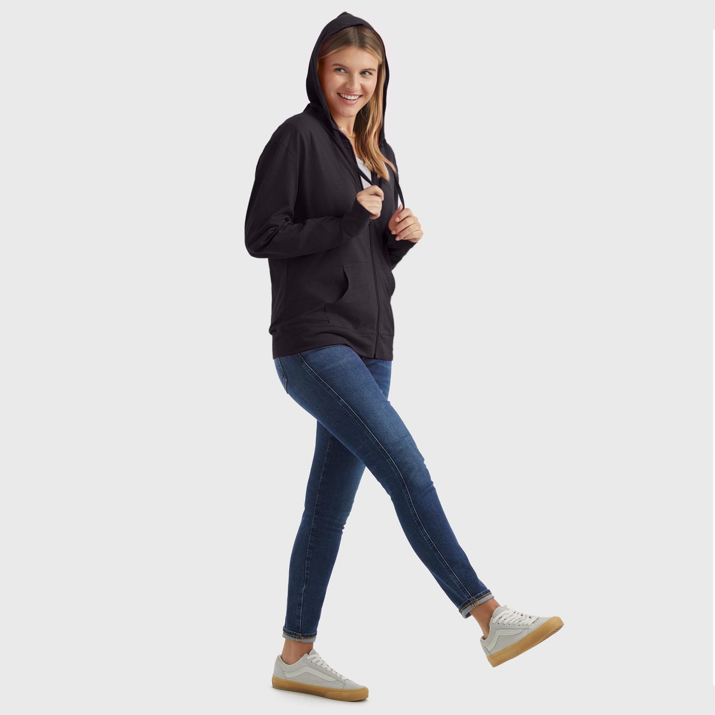 Hanes Womens Slub Knit Full-zip Hoodie