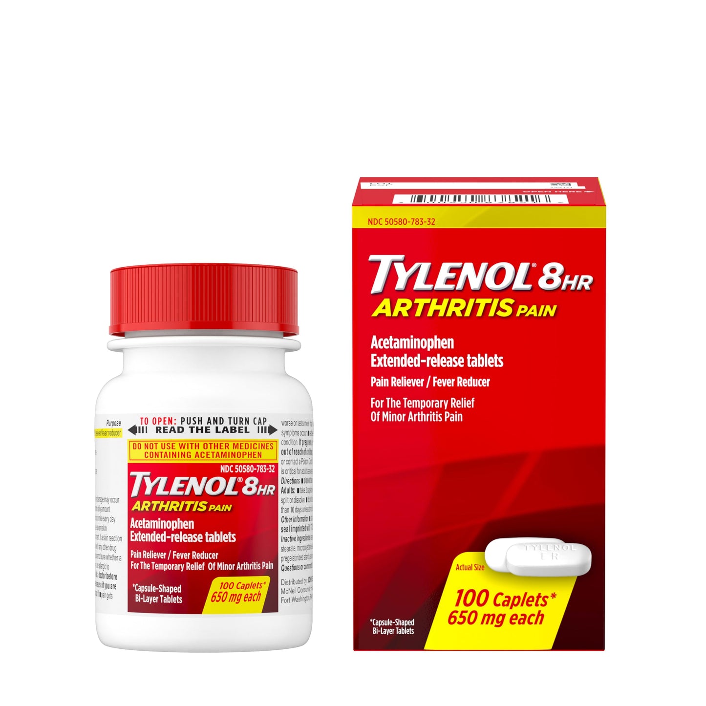 Tylenol 8HR Arthritis Pain Relief Caplets, 650 mg Acetaminophen, 100 ct