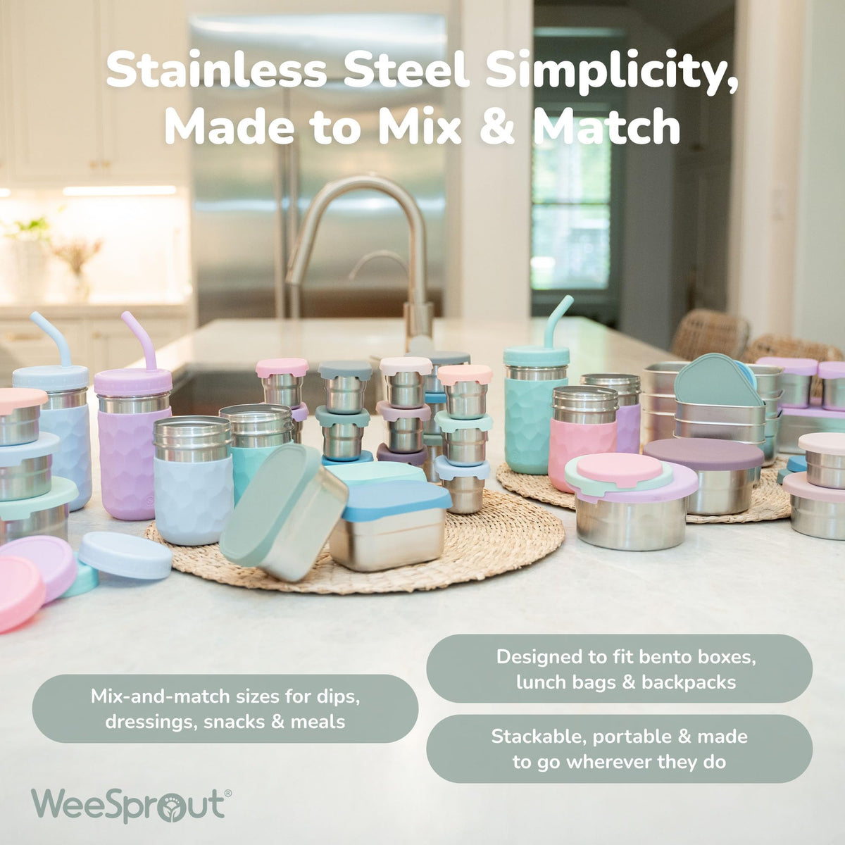 Stainless Steel Food Storage Containers - 3 Pack - 3 Oz, 6.1 Oz, 12.85 Oz with Leakproof Silicone Lids, BPA-Free, Dishwasher & Freezer Safe, Nesting & Stackable for Meal Prep, Lunch Boxes & Snacks