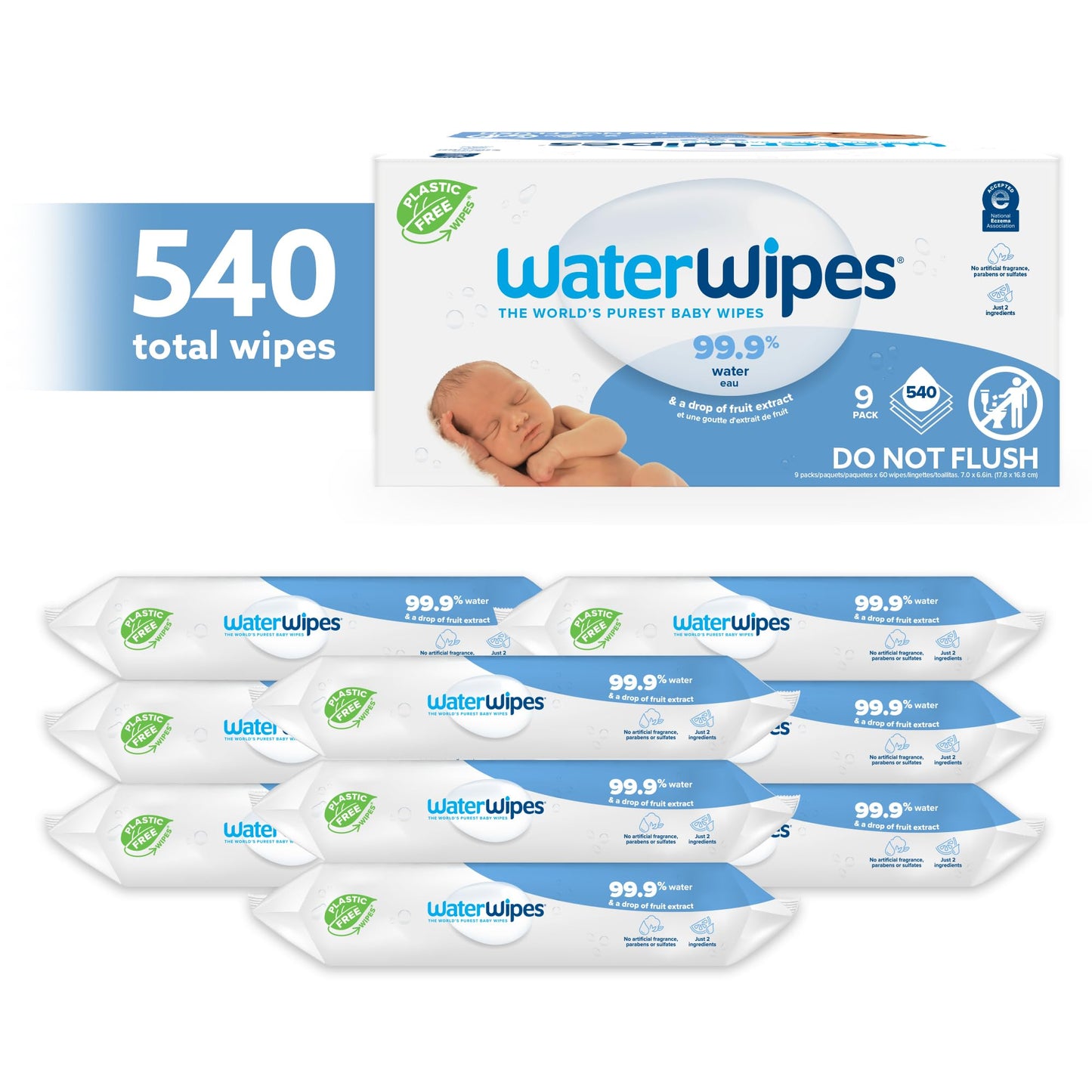 WaterWipes, 99.9% Water-Based Wipes, Unscented & Hypoallergenic