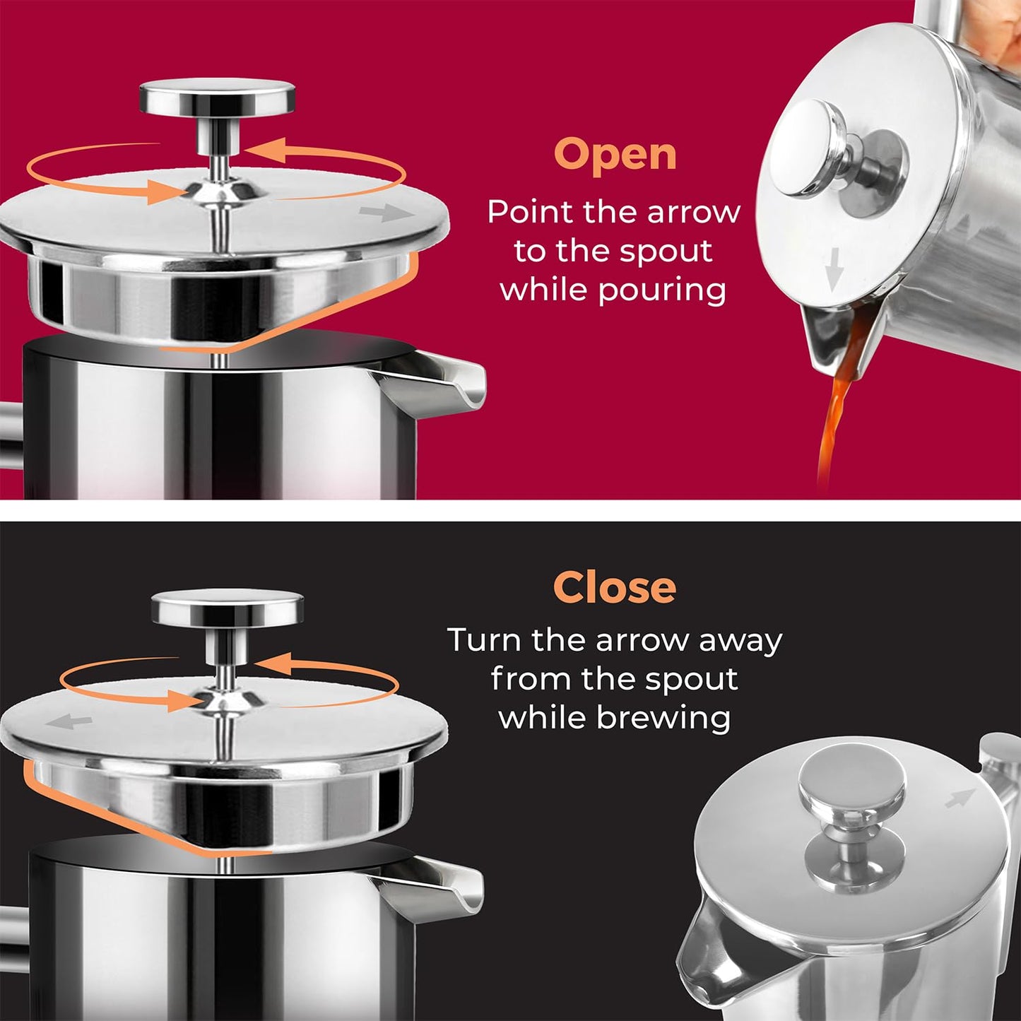 MuellerLiving French Press Coffee Maker 34oz, All Stainless Steel