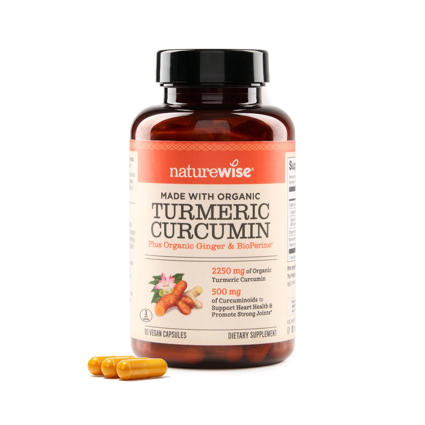 NatureWise Curcumin Turmeric 2250mg - 95% Curcuminoids & BioPerine Black Pepper Extract for Advanced Absorption - Vegan, Non-GMO, 90 Count