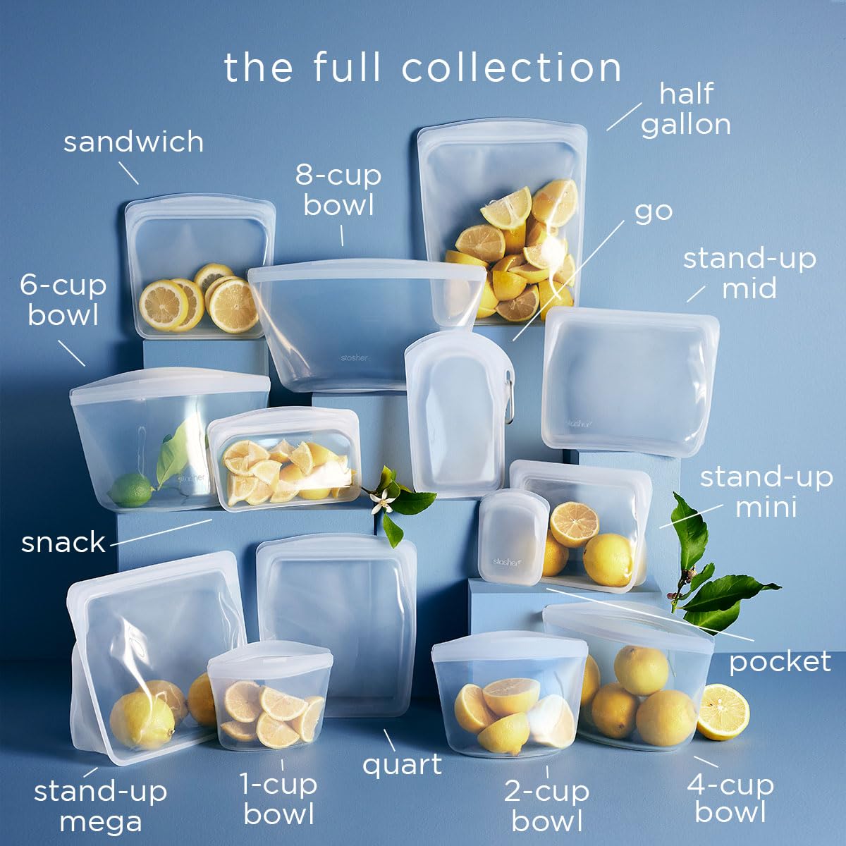 Stasher Premium Silicone Reusable Food Storage Bags, 3-Pack