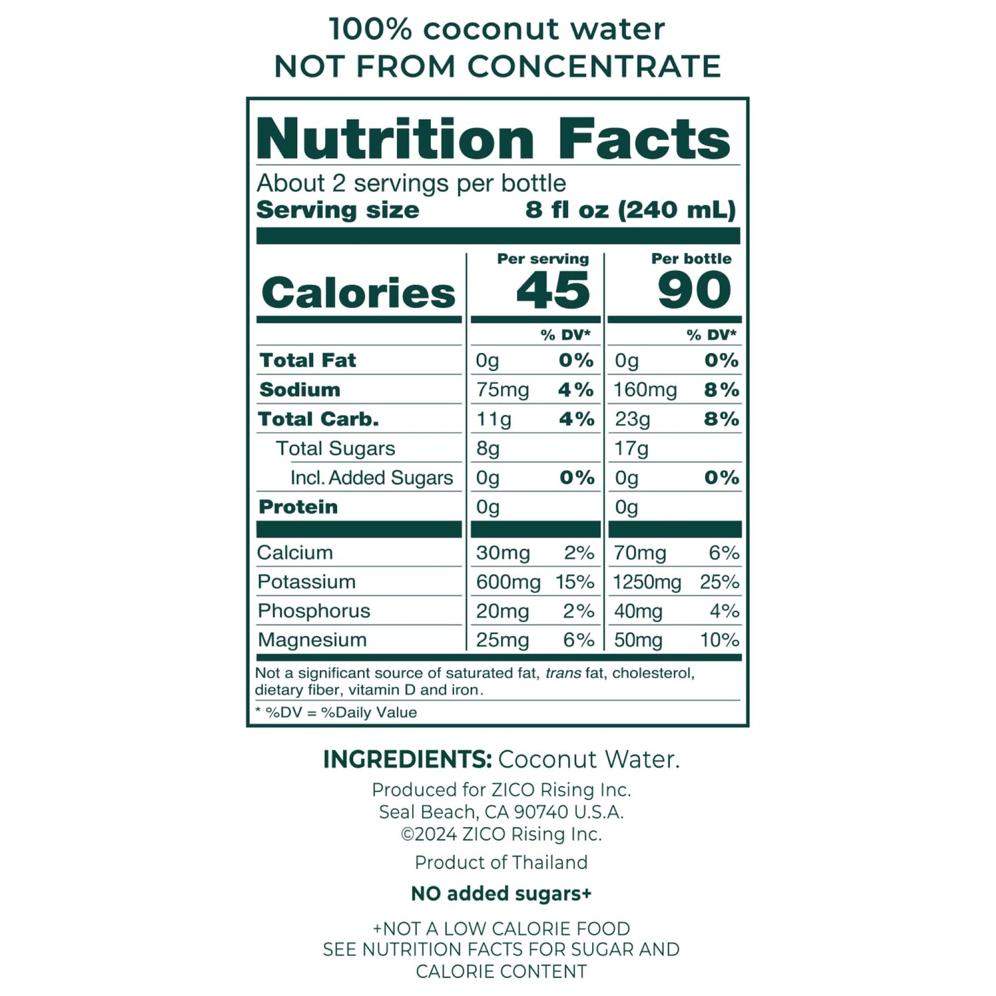 Zico 100% Coconut Water, NO added Sugar, Hydration with Electrolytes, 16.9 Fl Oz (Pack of 12)