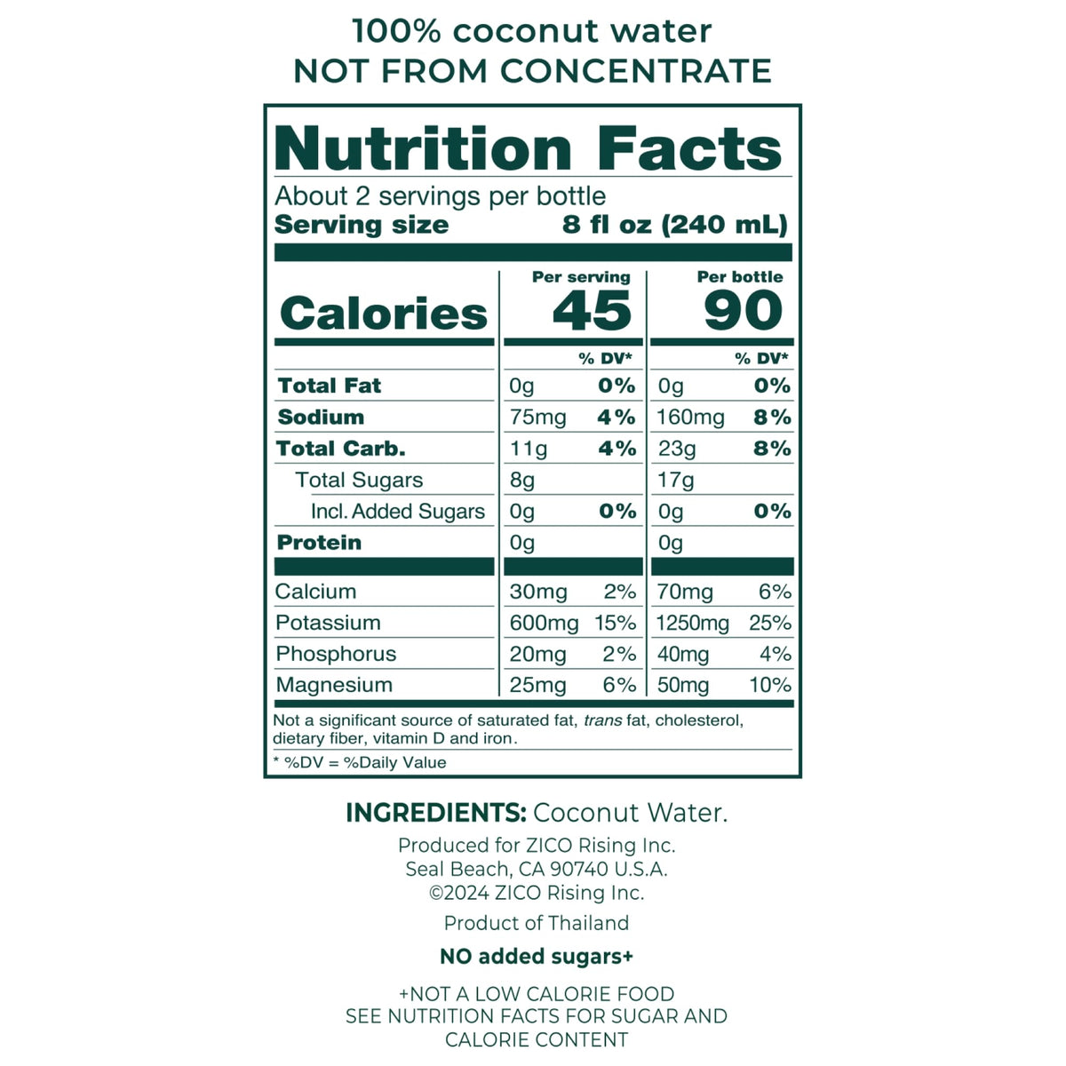 Zico 100% Coconut Water, NO added Sugar, Hydration with Electrolytes, 16.9 Fl Oz (Pack of 12)