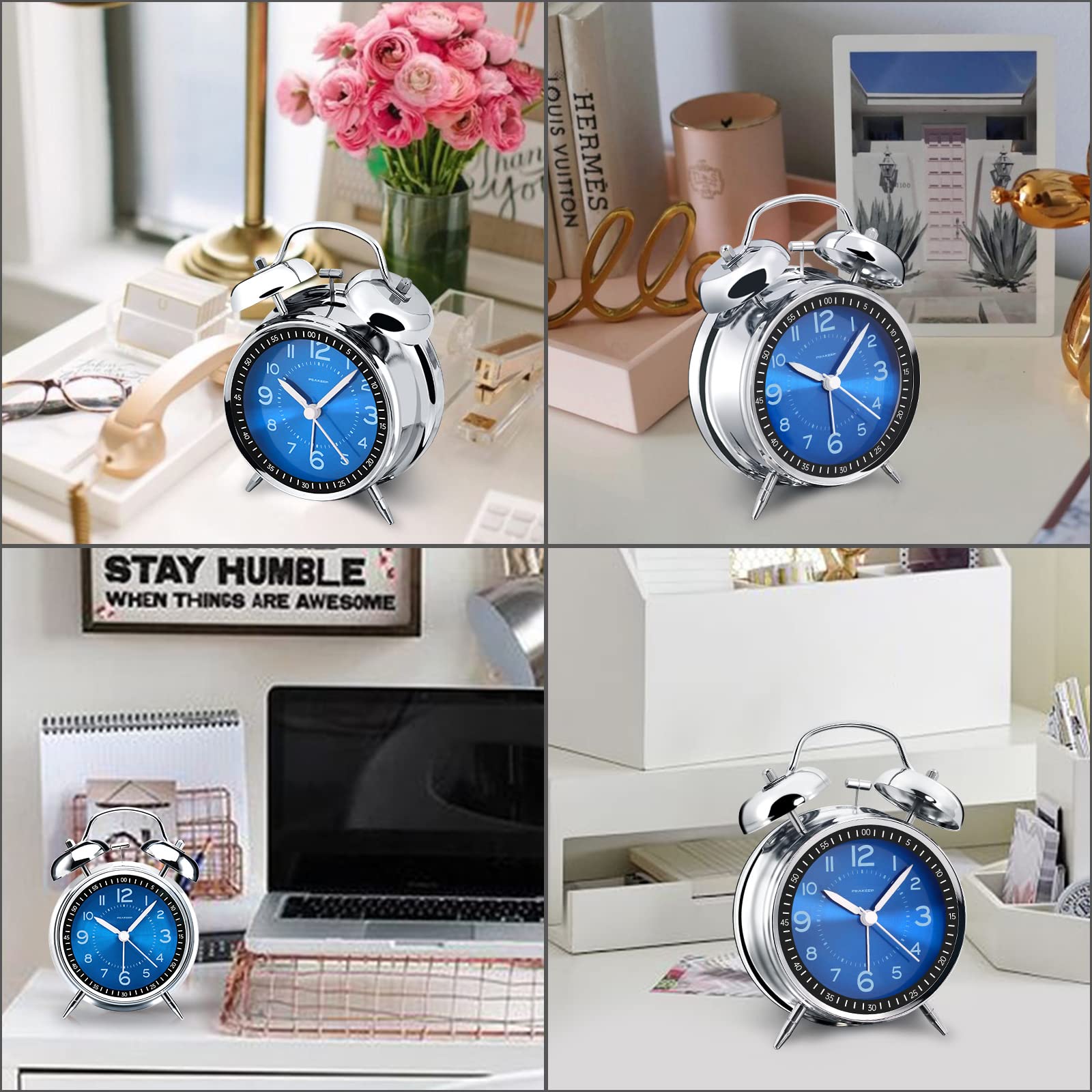 Peakeep Loud Alarm Clock for Heavy Sleepers Adults, Metal 4.5 Inches