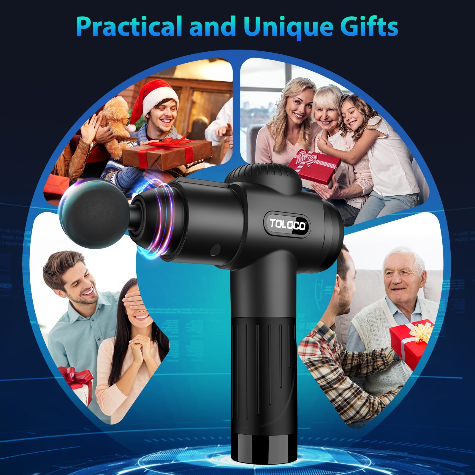TOLOCO Massage Gun, Deep Tissue Back Massage for Athletes for Pain Relief, Percussion Massager with 10 Massages Heads