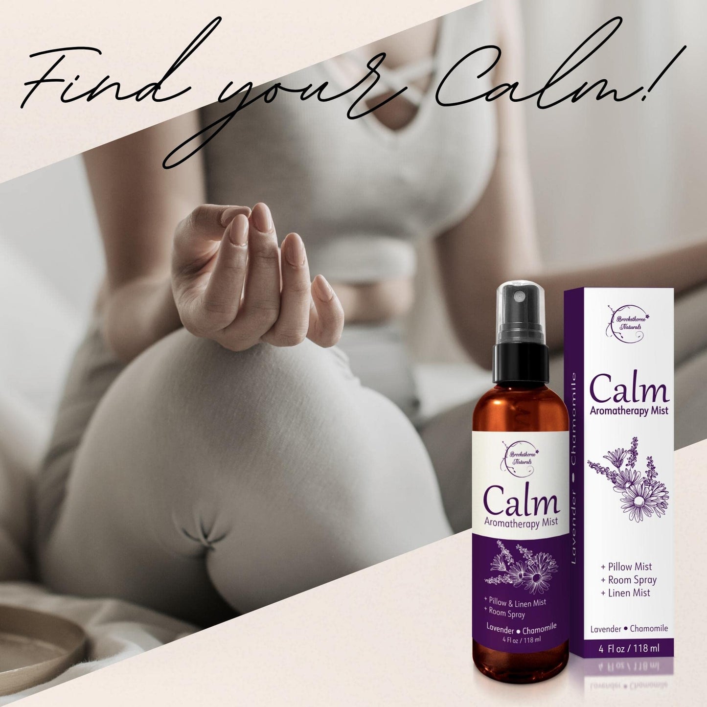 Calm Aromatherapy Mist with Lavender & Chamomile Essential Oil