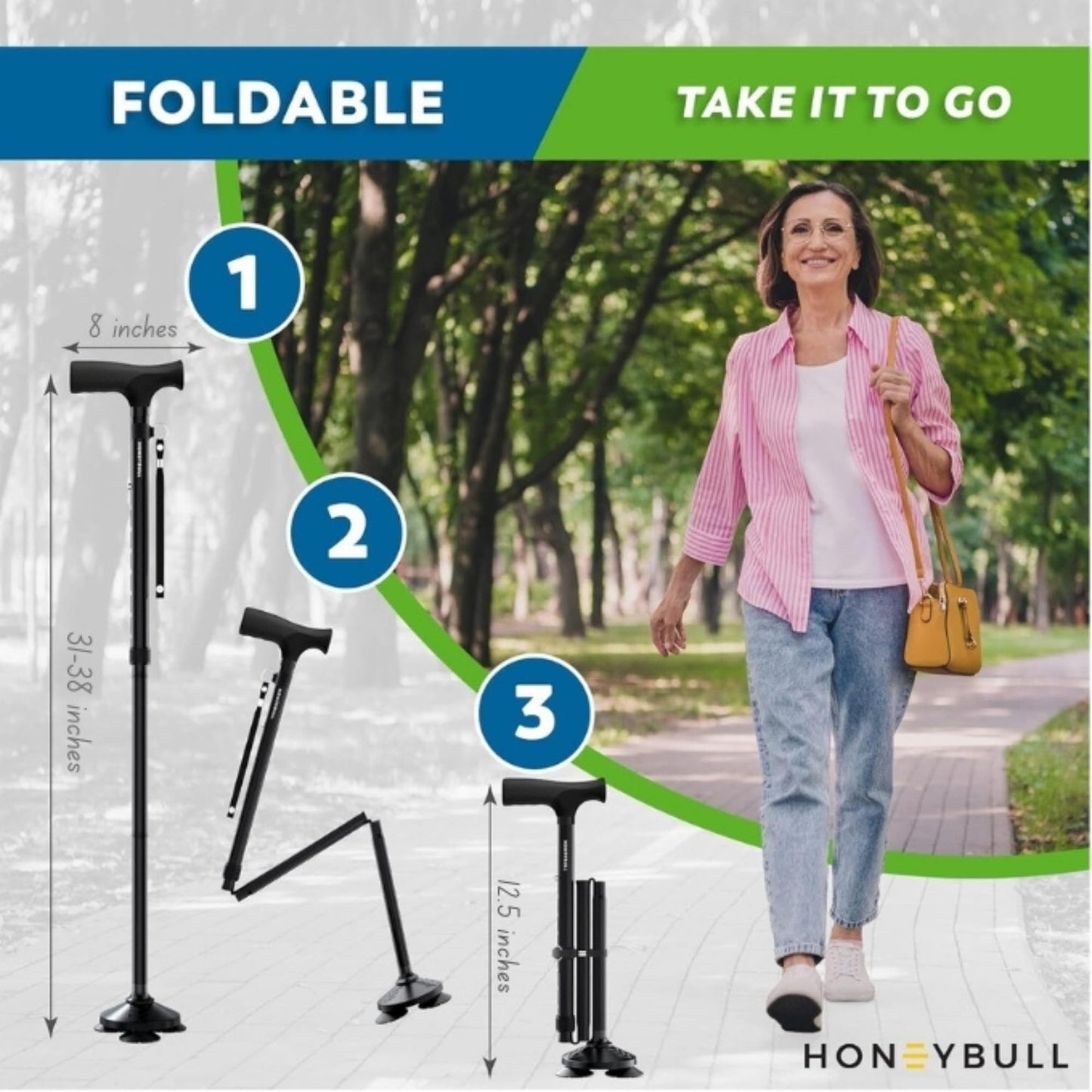 HONEYBULL Walking Cane for Men & Women