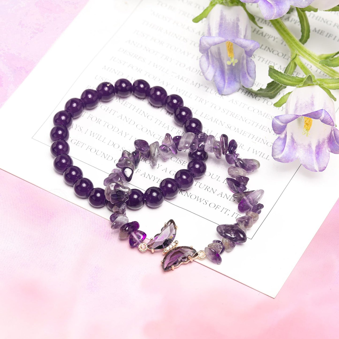 Artlunar Butterfly Bracelets Healing Bracelet (Purple)