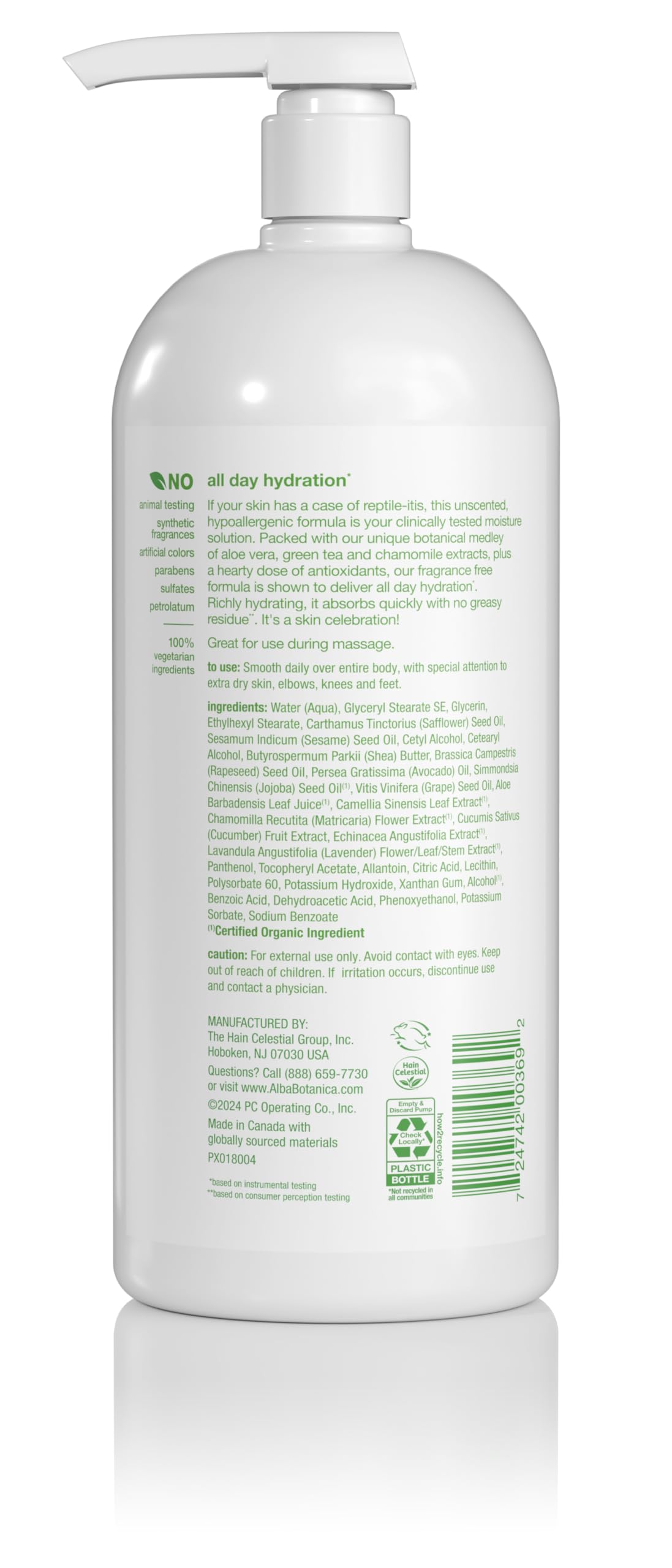 Alba Botanica Daily Moisturizing Lotion, Sensitive Skin, Fragrance Free, 32 Oz