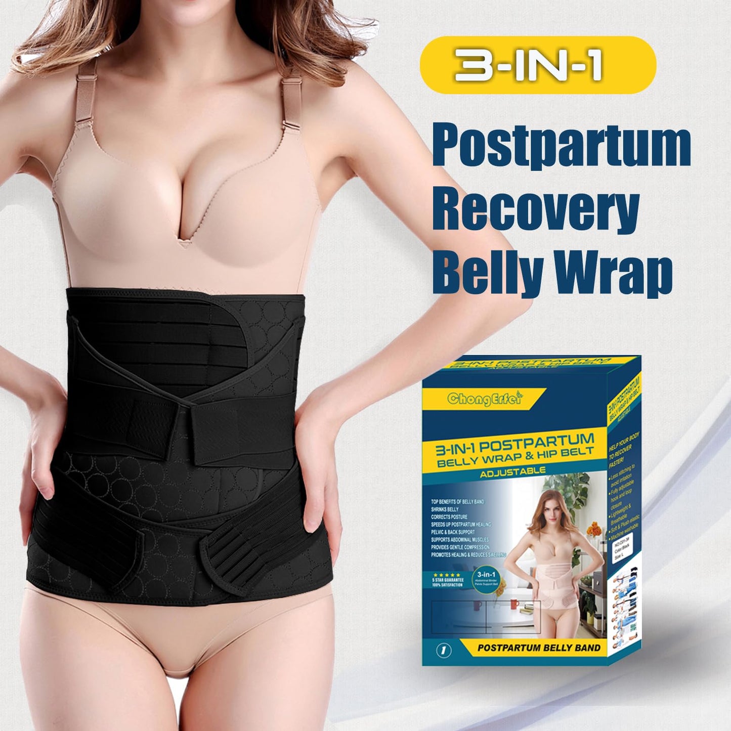 ChongErfei 3 in 1 Postpartum Post Surgical Belly Wrap