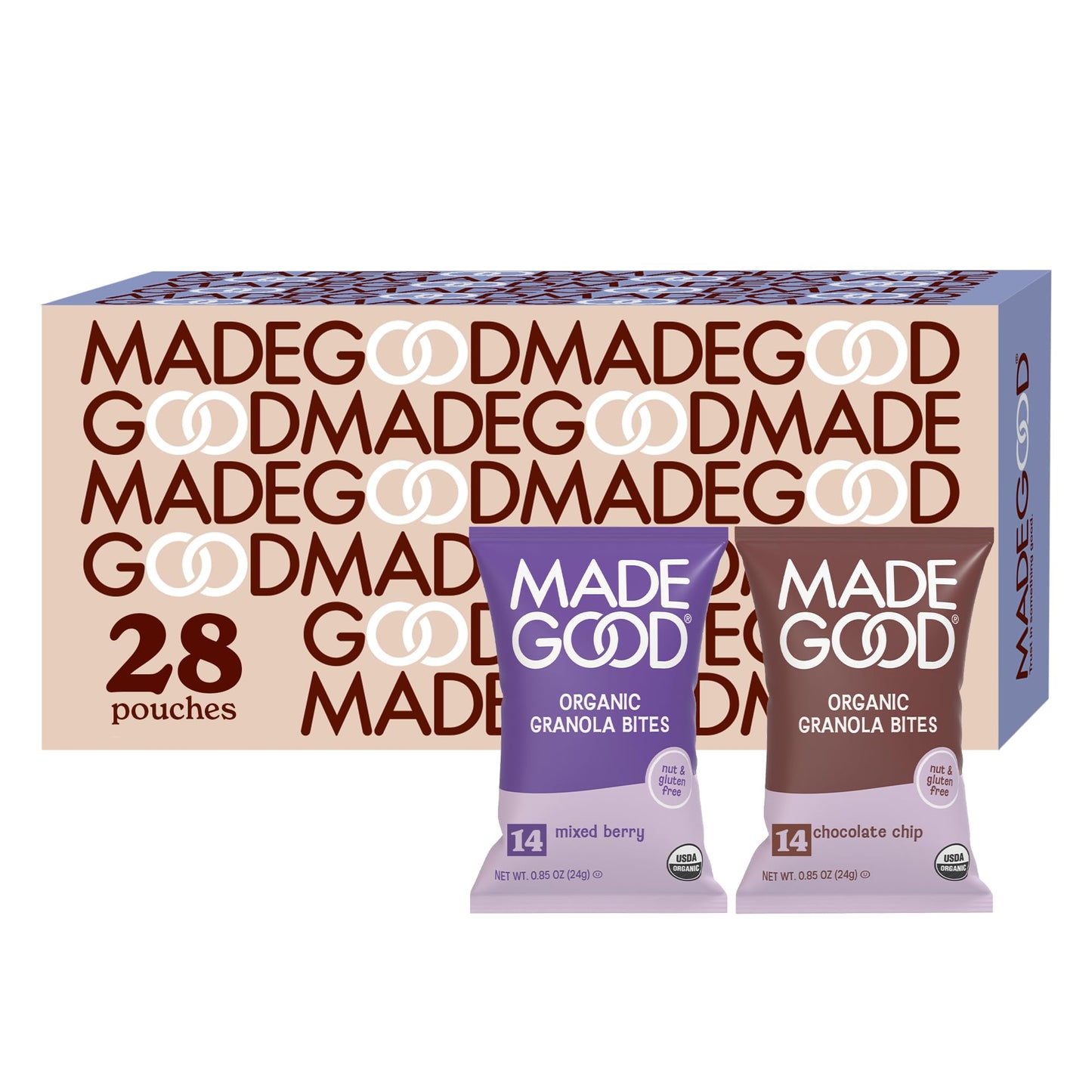 MadeGood Granola Bites Chocolate Chip & Mixed Berry Variety Pack (28 Count) Gluten Free