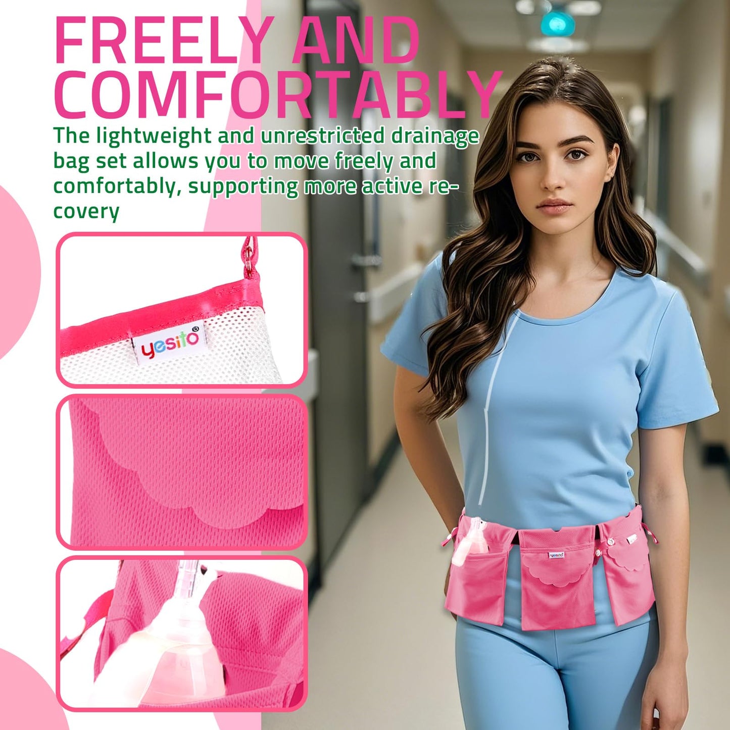 Mastectomy drainage pouch and Shower Support Adjustable