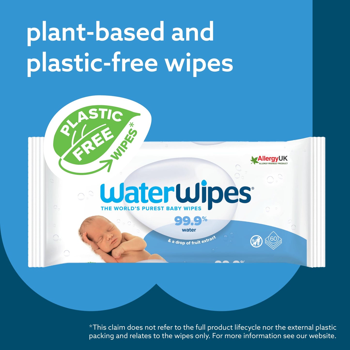WaterWipes, 99.9% Water-Based Wipes, Unscented & Hypoallergenic