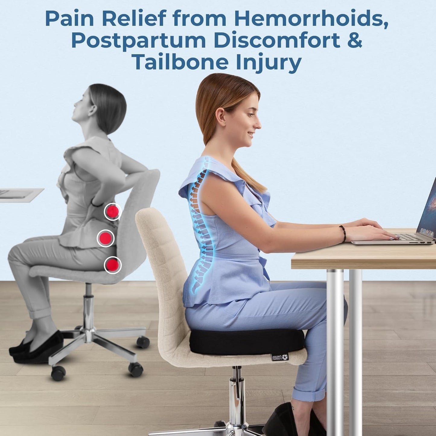 Donut Pillow Hemorrhoid Tailbone Cushion, Prostate Pain Relief