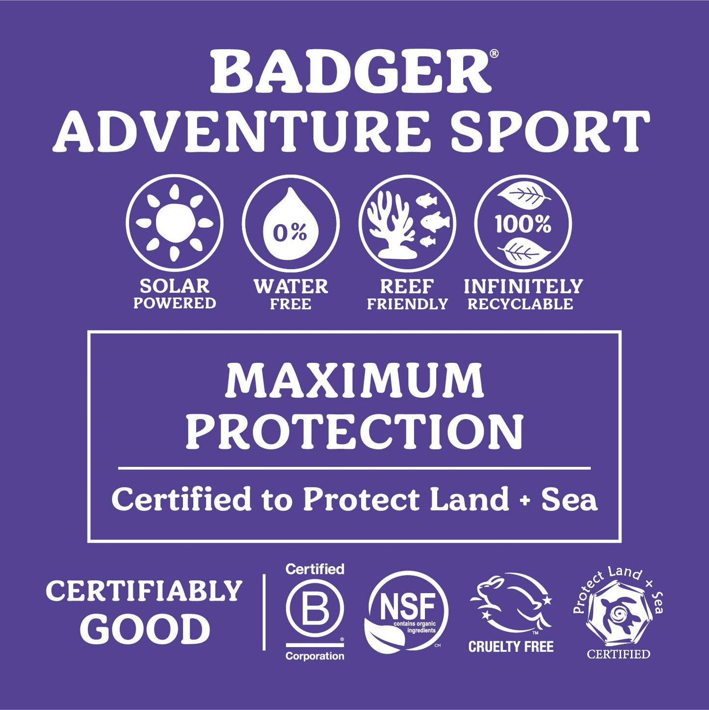 Badger Mineral Sunscreen SPF 50 with 98% Organic Ingredients& Zinc Oxide, Sport 2.9 fl oz