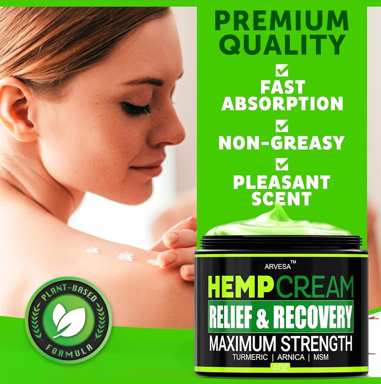 Natural Hemp Cream for Pain - Natural Hemp Oil Extract Lotion - 4 fl oz
