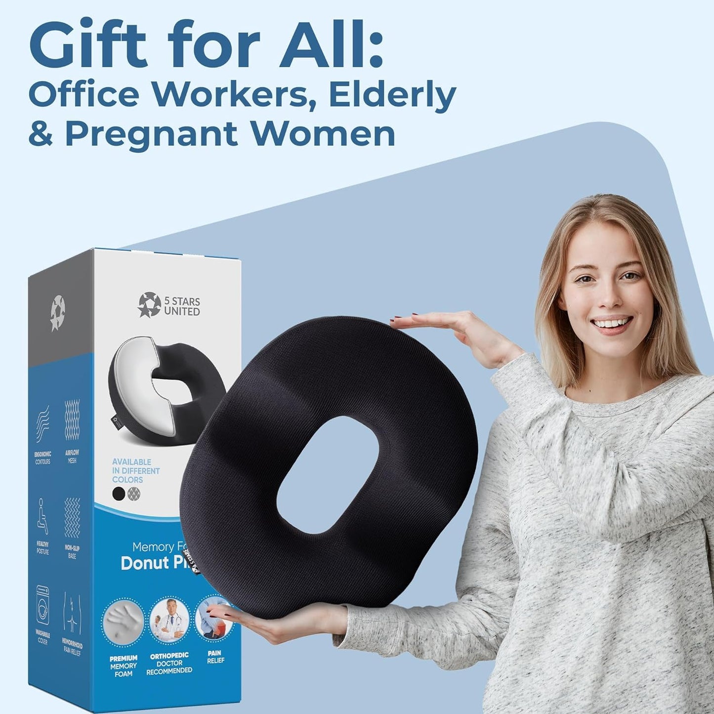 Donut Pillow Hemorrhoid Tailbone Cushion, Prostate Pain Relief