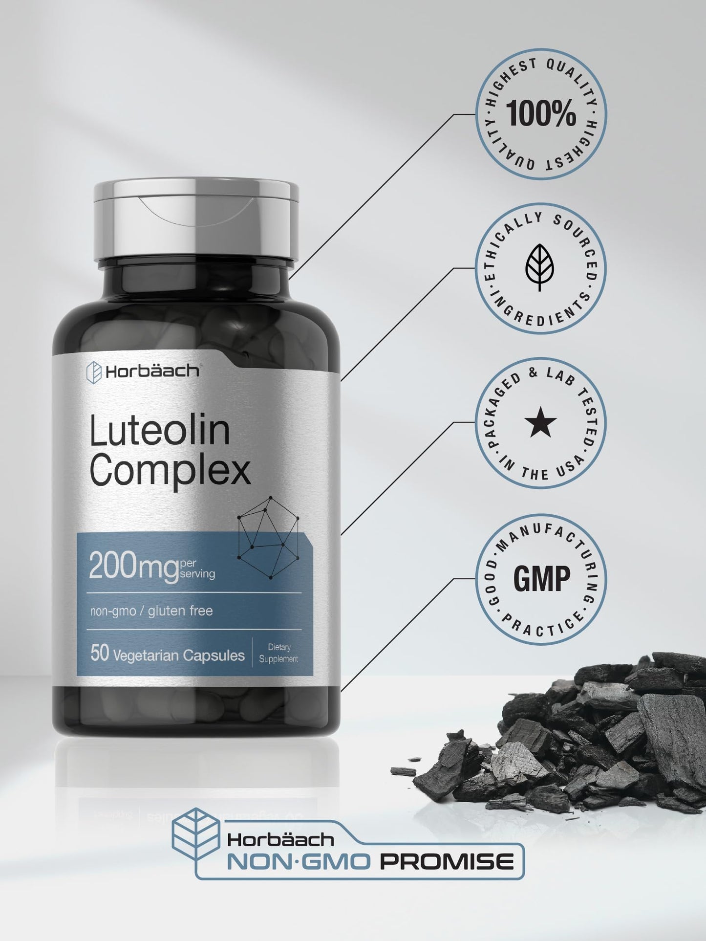Horbäach Luteolin Complex Supplement | with Rutin | 50 Capsules