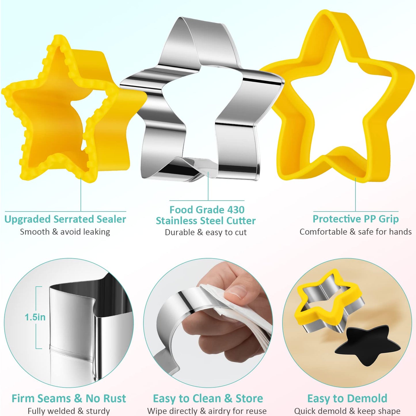 20Pcs Sandwich Cutter and Sealer Set for Kids
