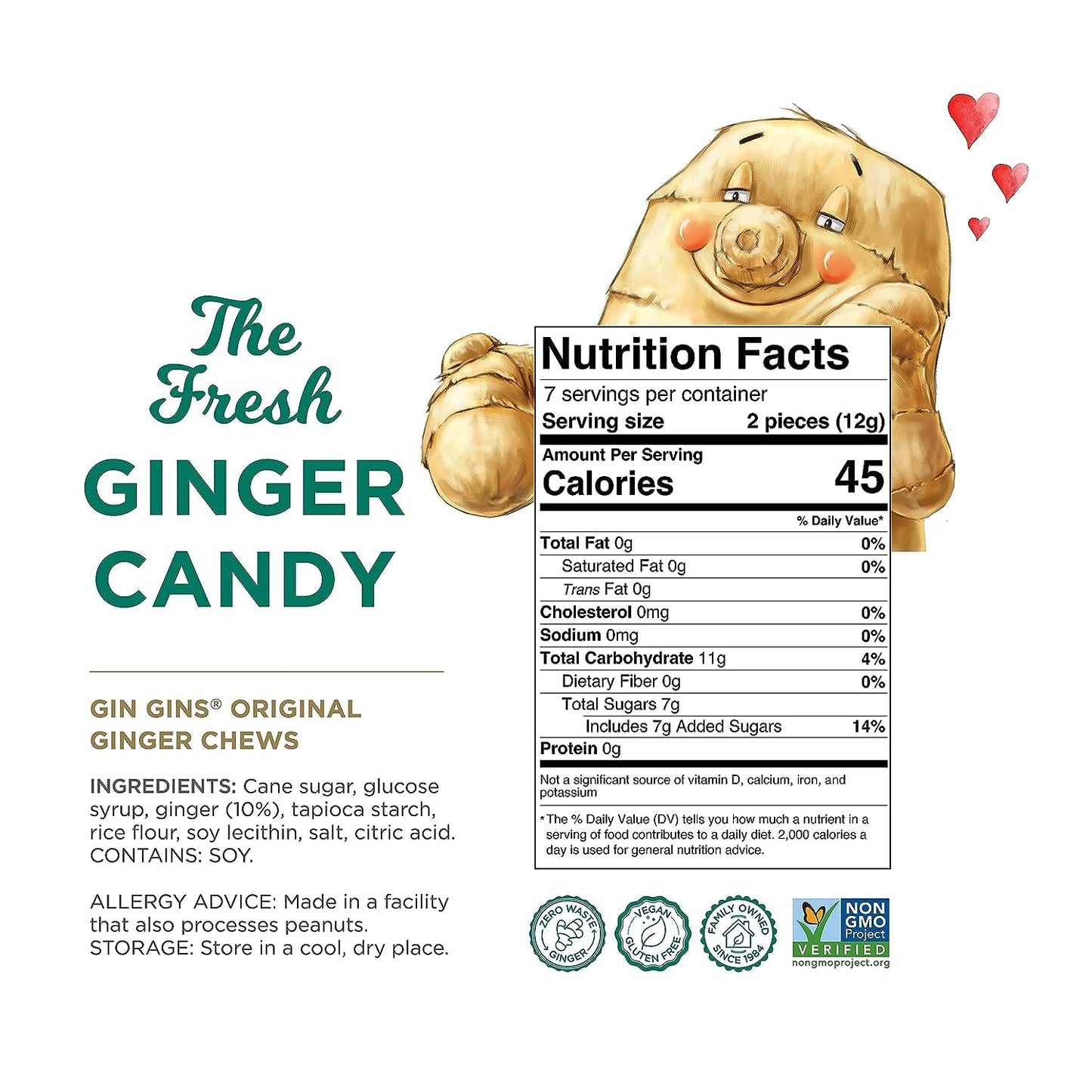 GIN GINS Original Ginger Chews 3oz bag