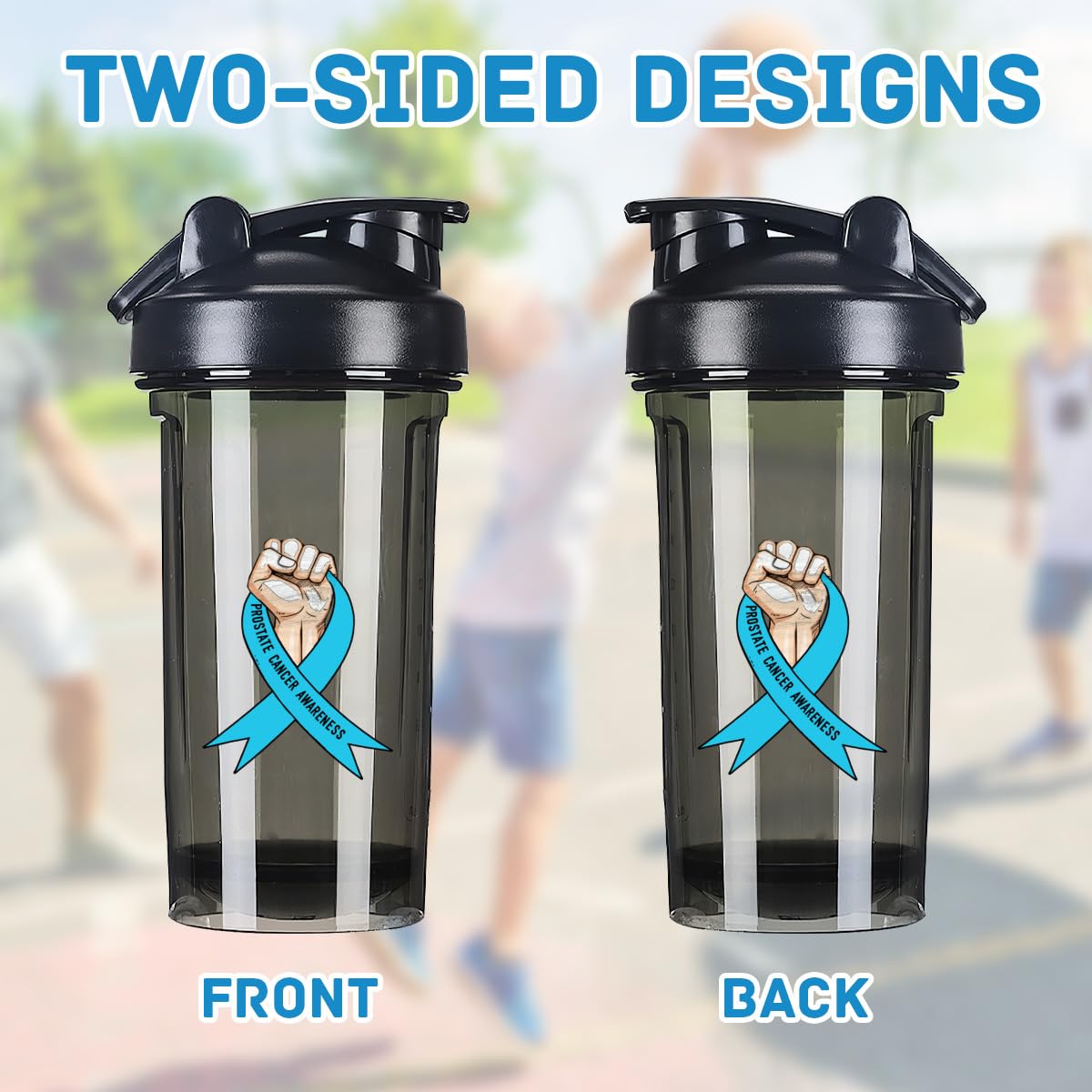 Prostate Cancer Awareness 18 Ounce Shaker Bottle Drink Mixer Leak-proof