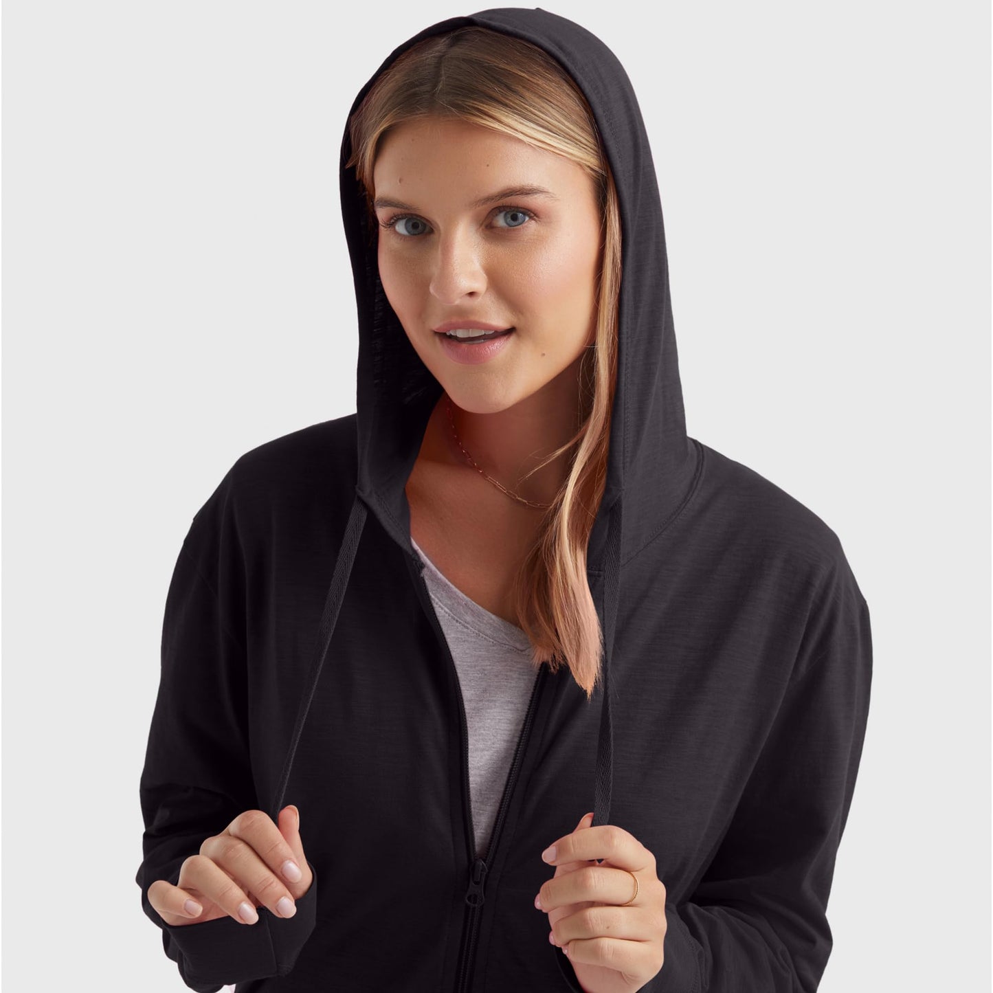 Hanes Womens Slub Knit Full-zip Hoodie