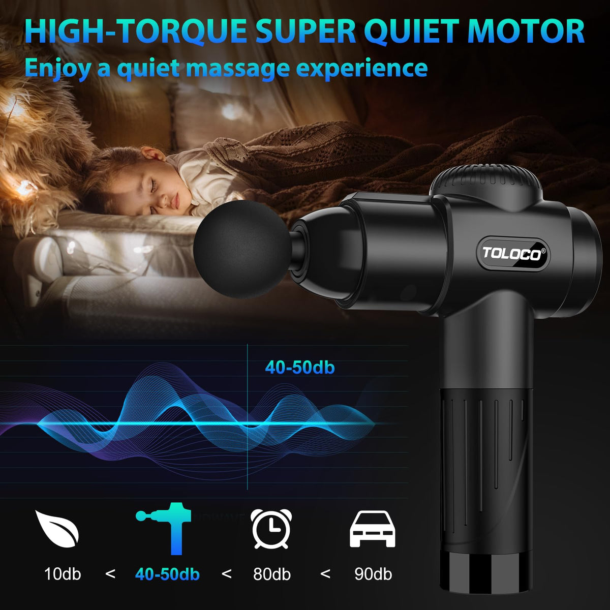 TOLOCO Massage Gun, Deep Tissue Back Massage for Athletes for Pain Relief, Percussion Massager with 10 Massages Heads
