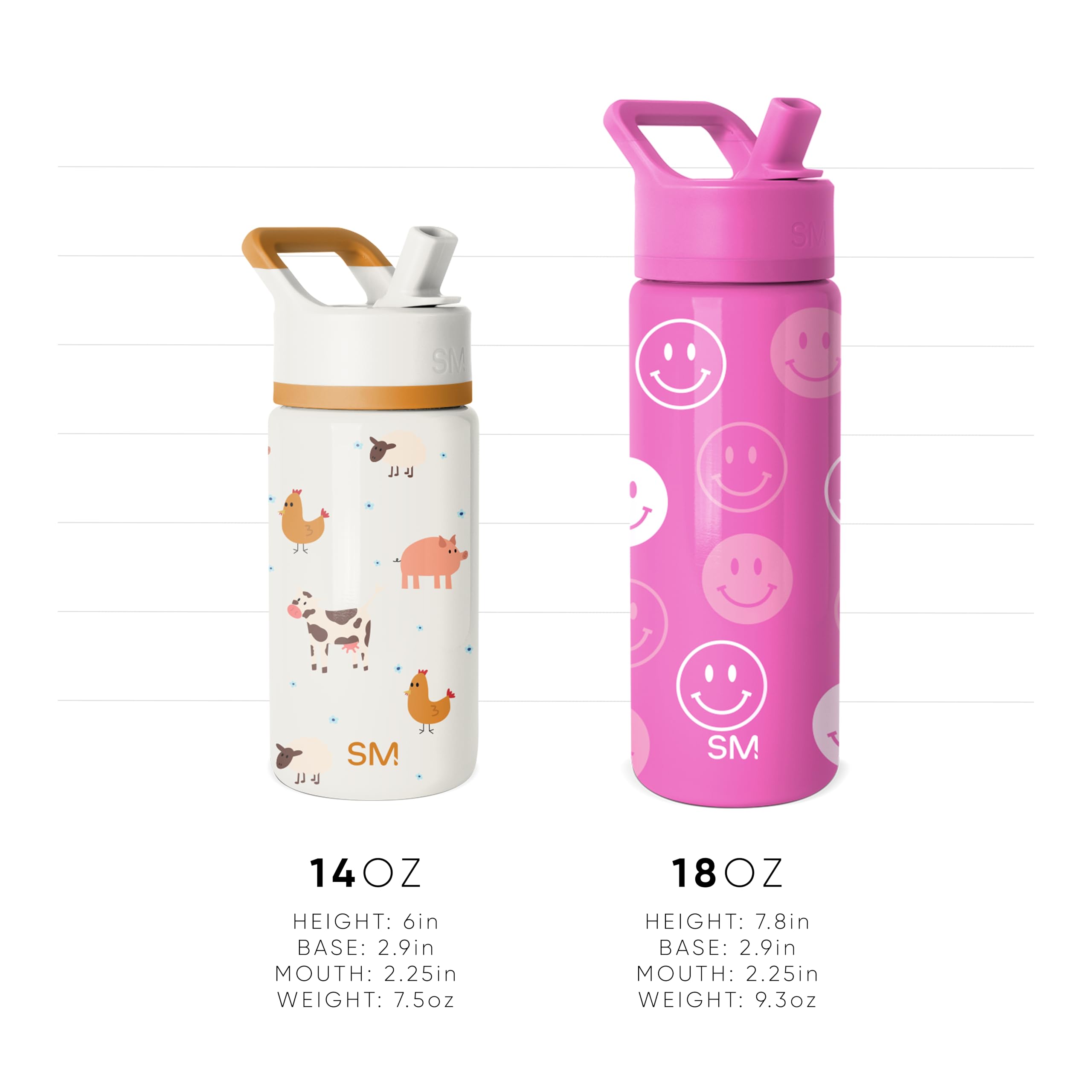 Simple Modern Kids Summit Water Bottle with Straw Lid | 14oz Stainless Steel Cup