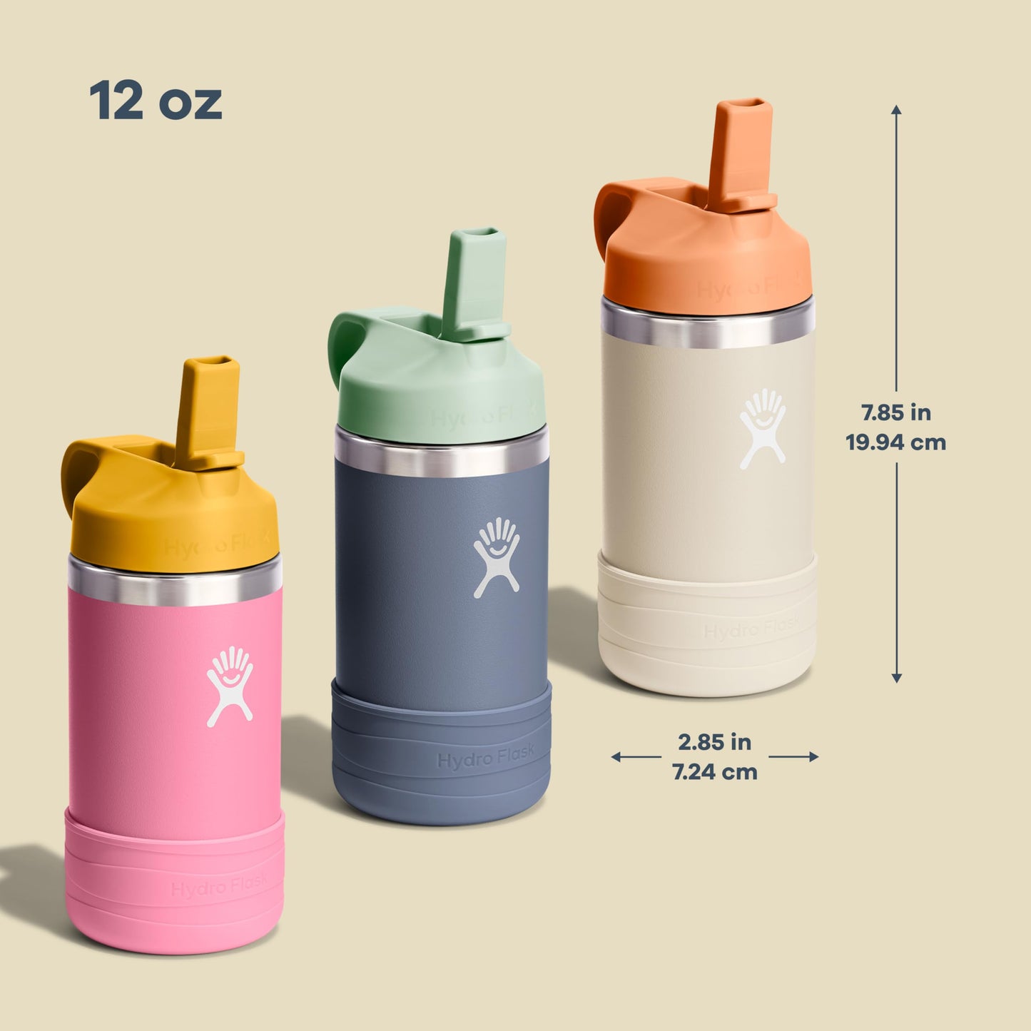 Hydro Flask Kids Water Bottle for School - Stainless Steel and Insulated with Straw Cap - 12 Oz