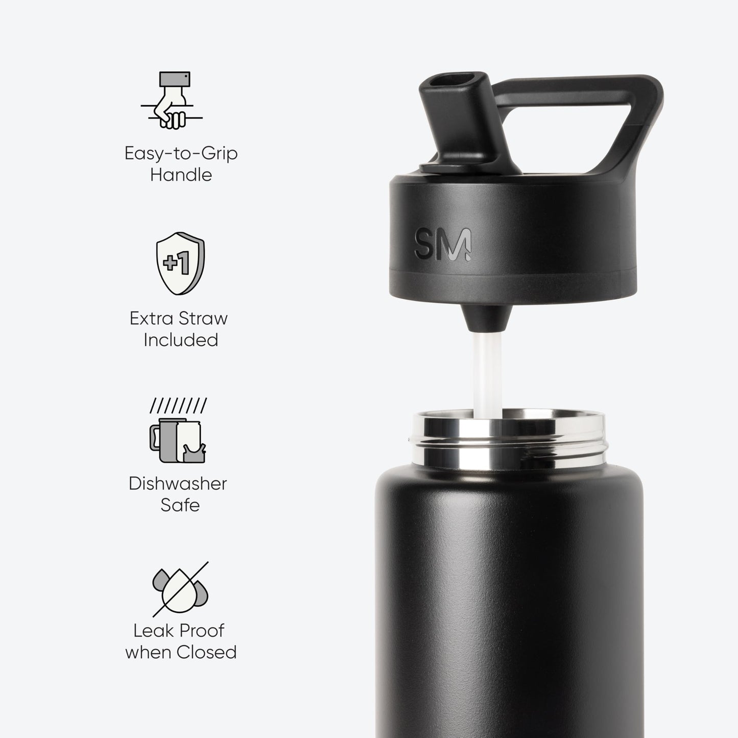Simple Modern Water Bottle with Straw Lid