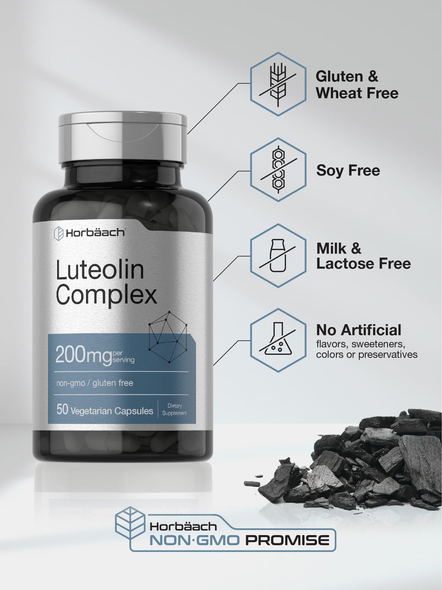 Horbäach Luteolin Complex Supplement | with Rutin | 50 Capsules