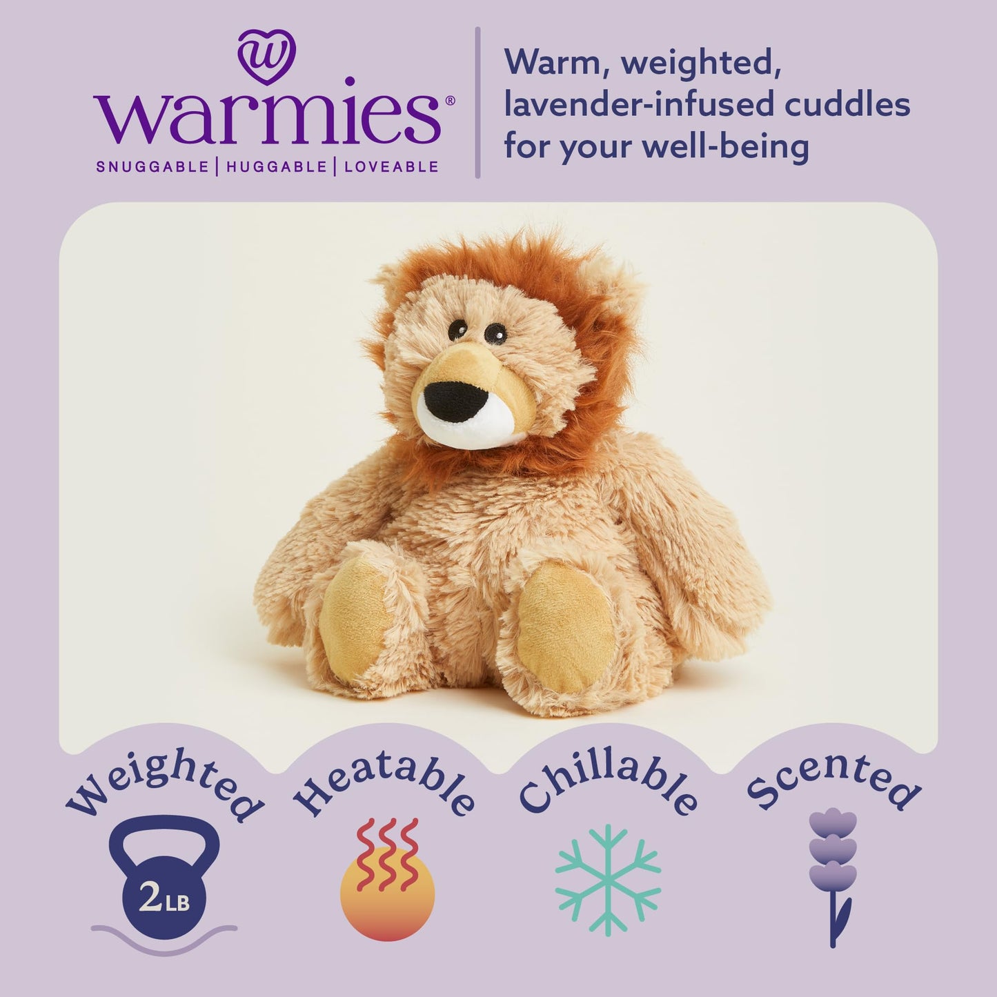 warmies Microwavable & Weighted Stuffed Animals, Lion - Heated Stuffed Animal Plushie